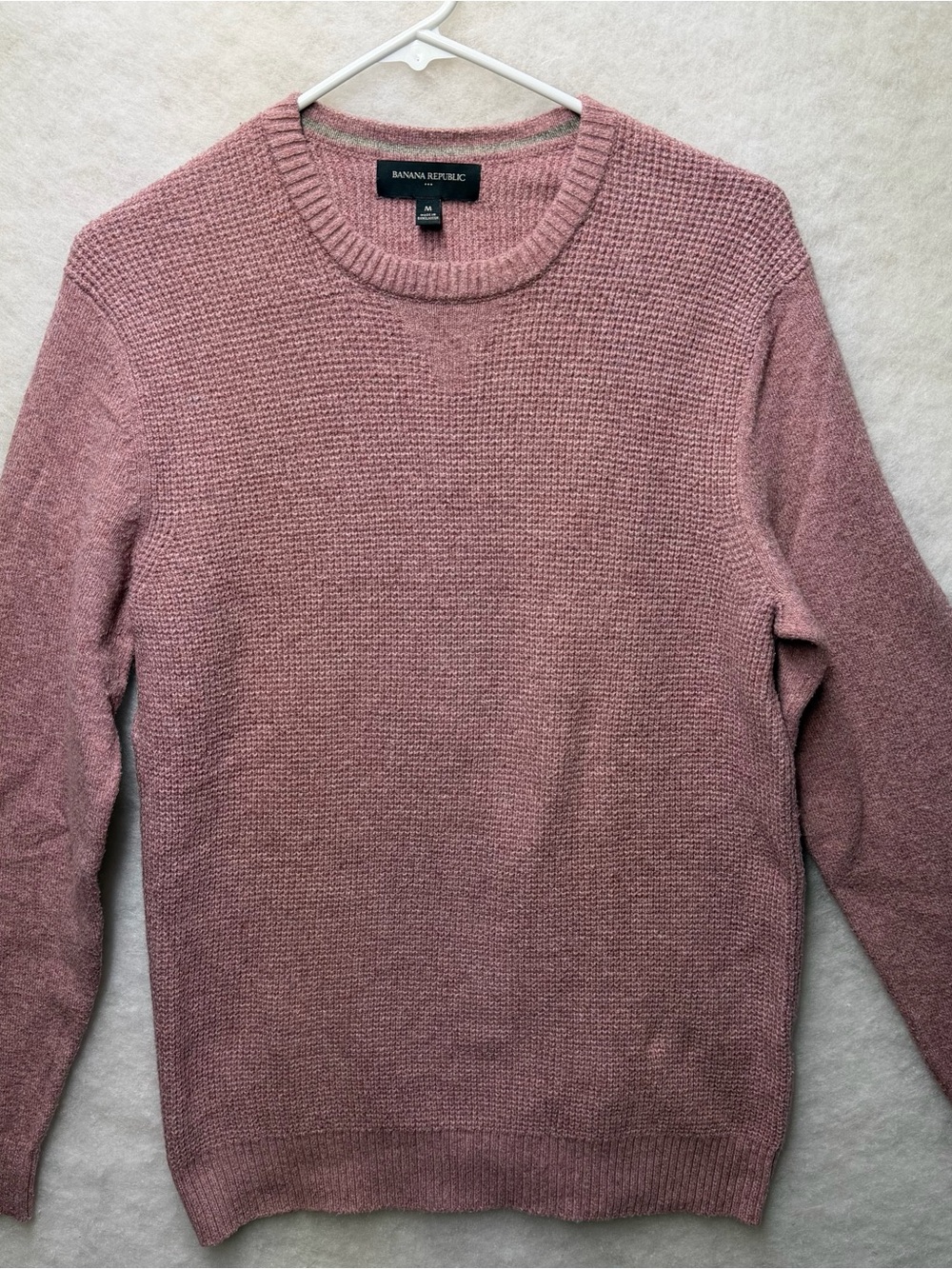 Banana Republic Women's Shaker Knit Sweater Mauve Pink Medium Cotton Blend